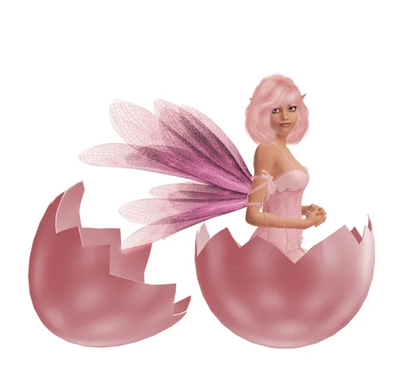 卵の殻のピンクの妖精 — ストック写真