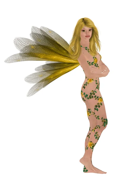 黄色の花の妖精 — ストック写真