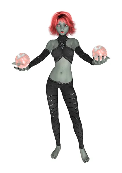 Goth dziewczynka gospodarstwa dwa kryształowych kul — Zdjęcie stockowe