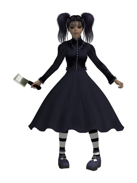 Goth κορίτσι με ένα τσεκούρι — Φωτογραφία Αρχείου