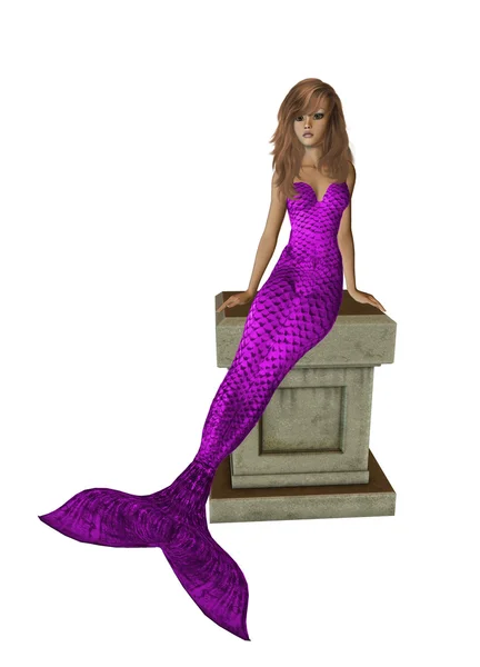 Sirena morada sentada en un pedestal —  Fotos de Stock
