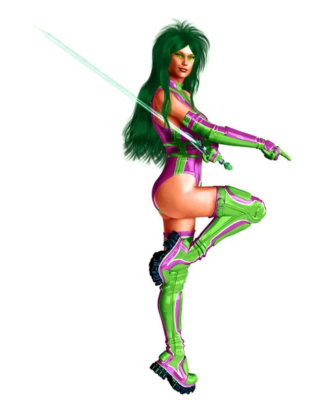 Mujer Sci Fi Guerrera — Foto de Stock