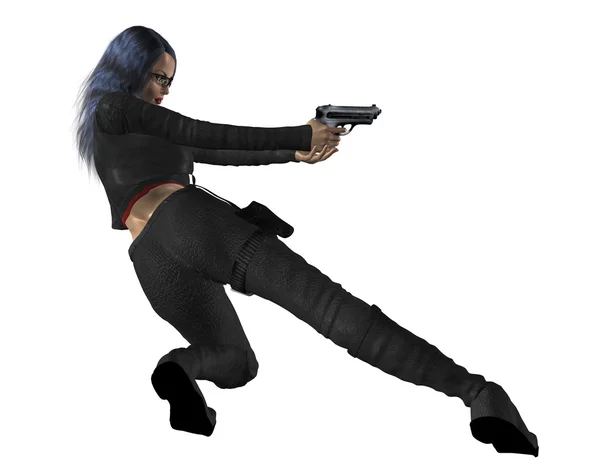 Woman Holding A Gun — Stock Photo, Image
