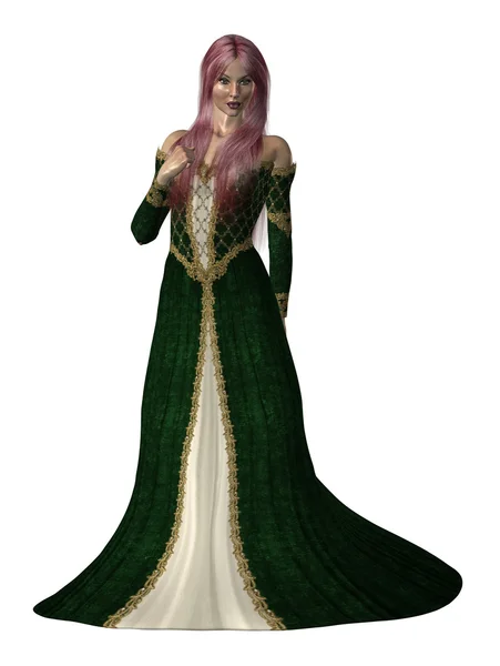 Prinses in een groene jurk — Stockfoto
