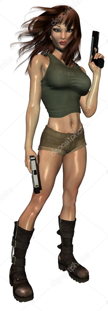 Woman Holding Guns