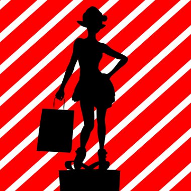 Noel alışveriş siluet çizimi