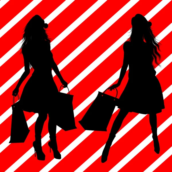 Jul shopping silhuett illustration — Stockfoto