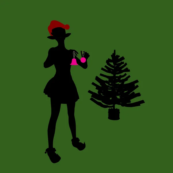 Karácsonyi bevásárló silhouette illusztráció — Stock Fotó