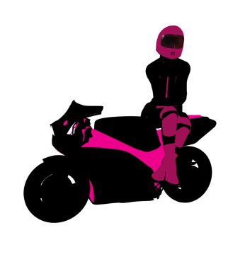 kadın spor motorcu illüstrasyon siluet