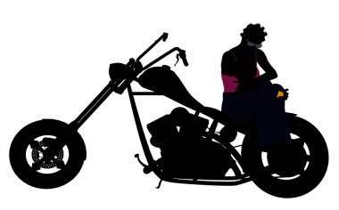 Afrikalı-Amerikalı kadın motorcu siluet
