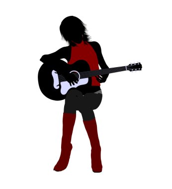 kadın müzisyen illüstrasyon siluet