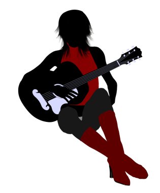 kadın müzisyen illüstrasyon siluet