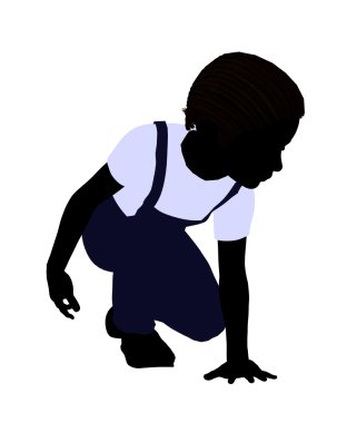 Afro-Amerikan çocuk illüstrasyon siluet