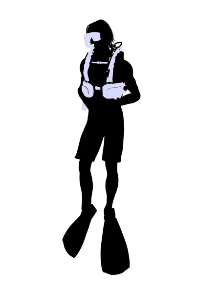 Sylwetka ilustracja mężczyzna scuba diver — Zdjęcie stockowe