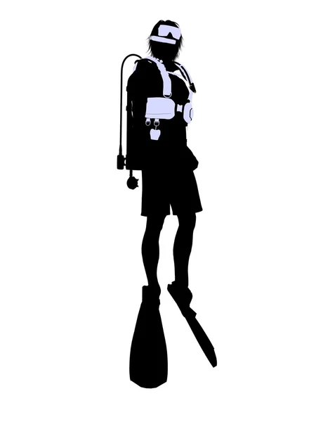 Sylwetka ilustracja mężczyzna scuba diver — Zdjęcie stockowe