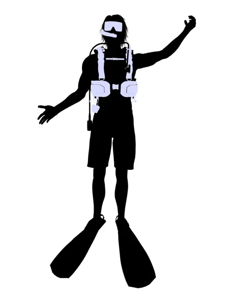 男性のスキューバダイバーの図のシルエット — ストック写真