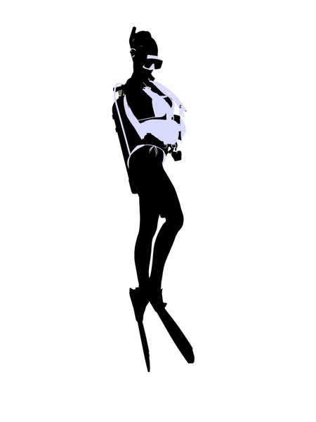 Weibliche Taucherin Illustration Silhouette — Stockfoto