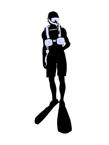 Mužské scuba diver ilustrace silhouette — Stock fotografie