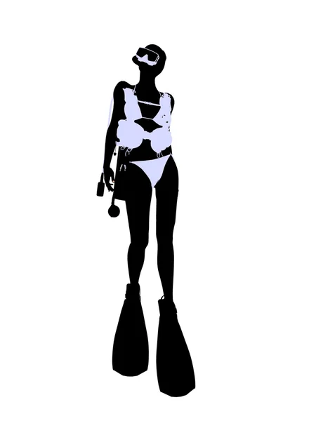 Жіночий Scuba Diver ілюстрація силует — стокове фото