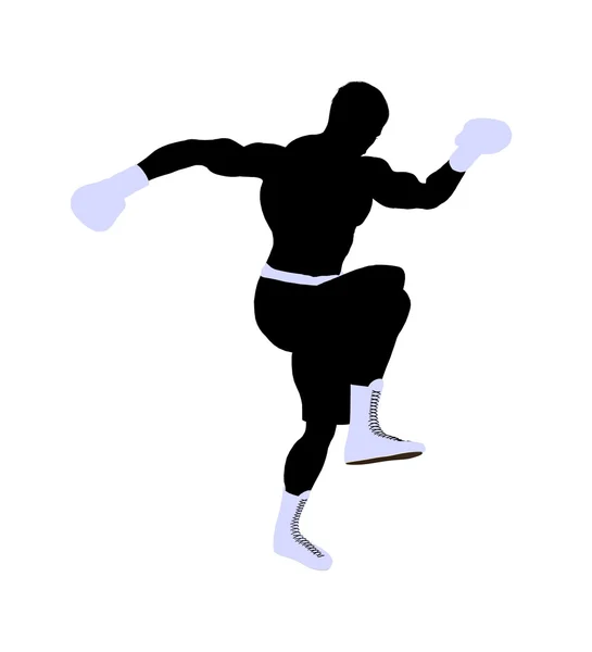 Männlich boxng illustration silhouette — Stockfoto