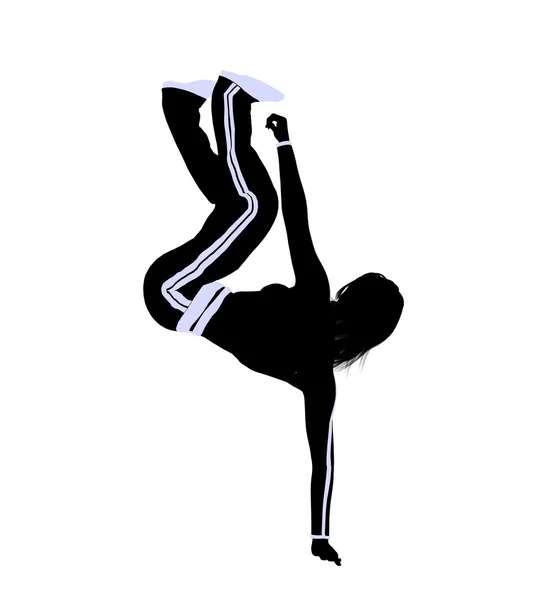 Silhueta de ilustração de dança urbana feminina — Fotografia de Stock