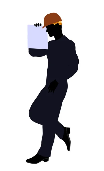 Maschio costruzione lavoratore illustrazione silhouette — Foto Stock