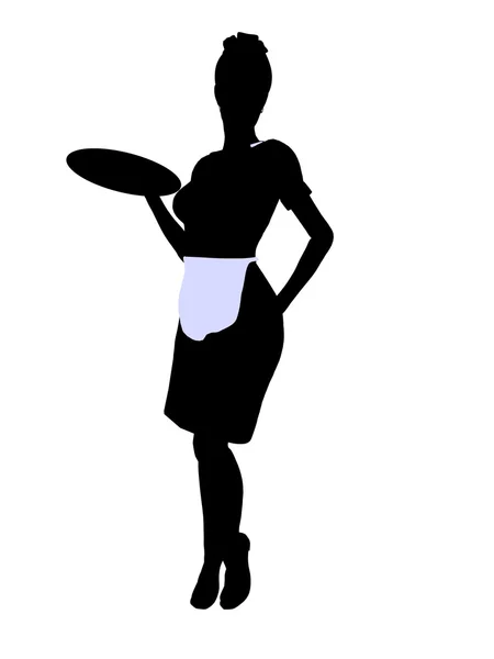 Иллюстрационный силуэт официантки — стоковое фото