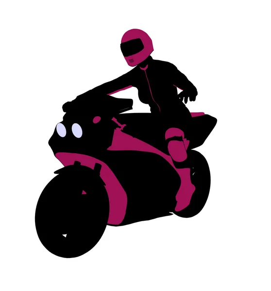 Kadın spor motorcu illüstrasyon siluet — Stok fotoğraf