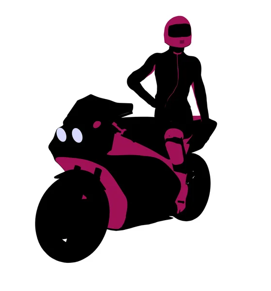 Feminino Sports Biker Ilustração Silhueta — Fotografia de Stock