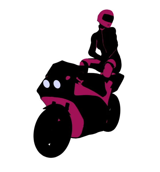 女性のスポーツ バイクに乗る人の図のシルエット — ストック写真