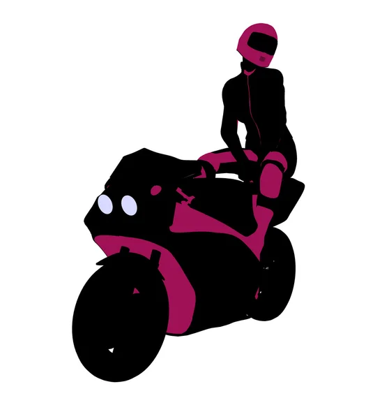 女性のスポーツ バイクに乗る人の図のシルエット — ストック写真