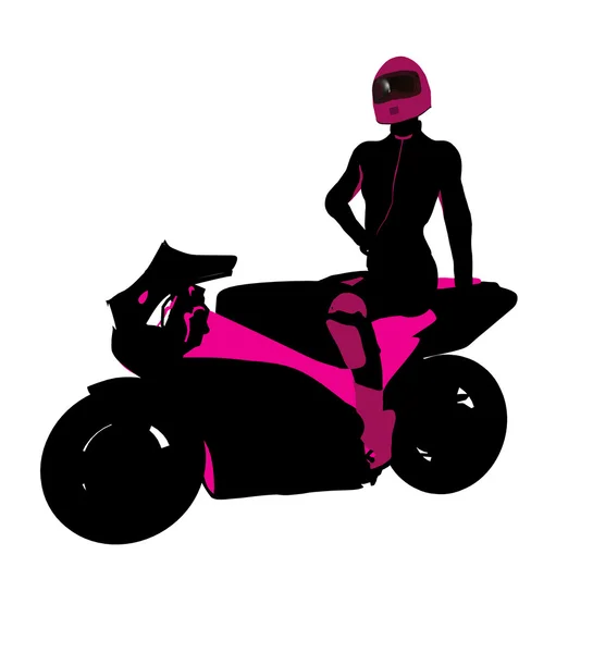 Sylwetka ilustracja kobiece sporty rowerzysta — Zdjęcie stockowe