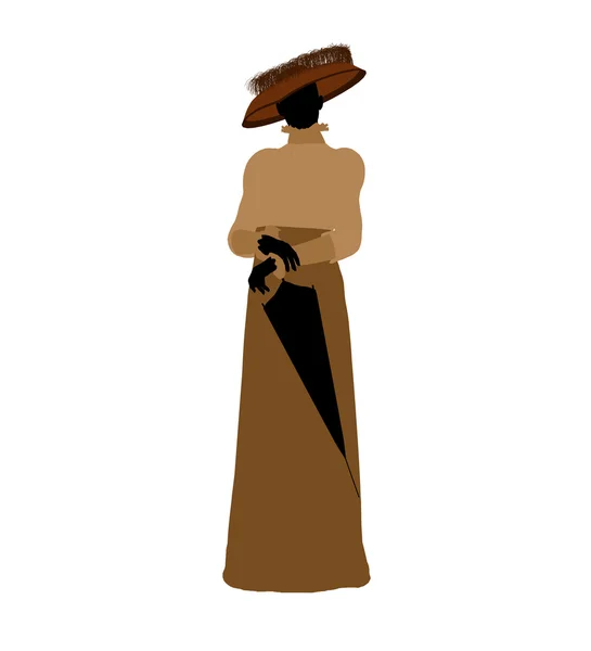 Femeie Victorian Illustration Silhouette — Fotografie, imagine de stoc