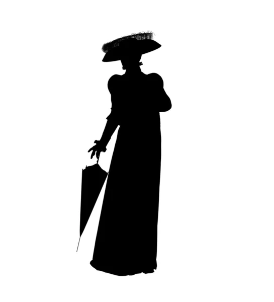 Vrouwelijke Victoriaanse illustratie silhouet — Stockfoto