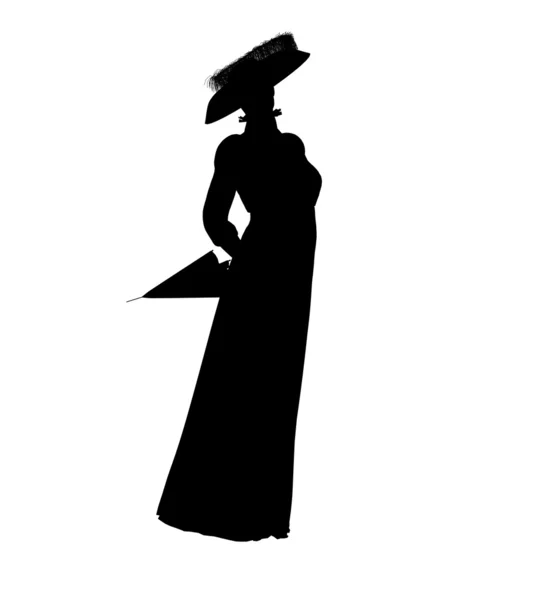 女性的维多利亚时代插画剪影 — 图库照片