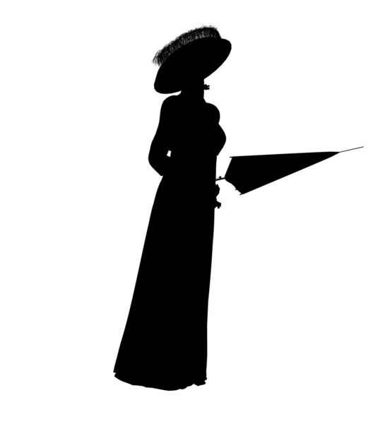 女性的维多利亚时代插画剪影 — 图库照片