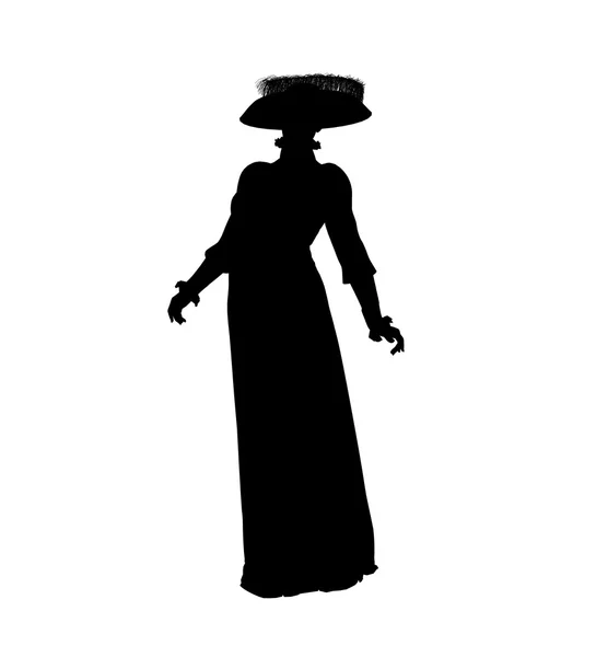 Ženské viktoriánské ilustrace silhouette — Stock fotografie