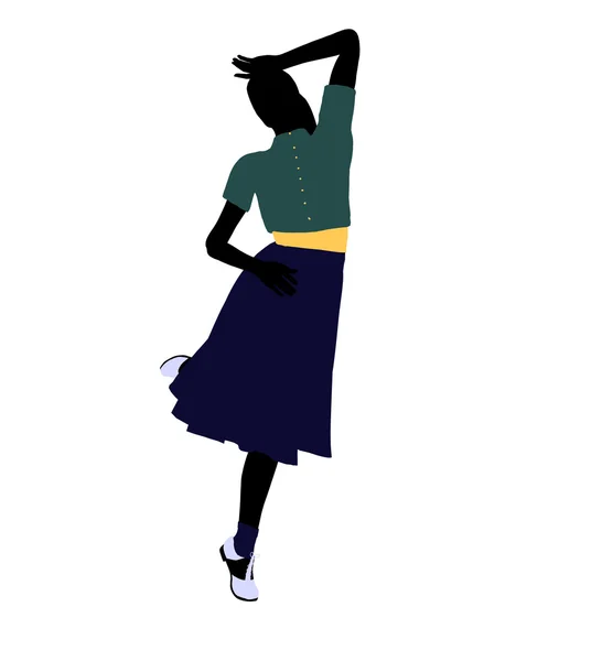 50-tal kvinnliga dansare Illustration siluett — Stockfoto