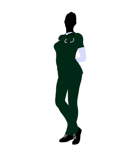 Kadın doktor illüstrasyon siluet — Stockfoto