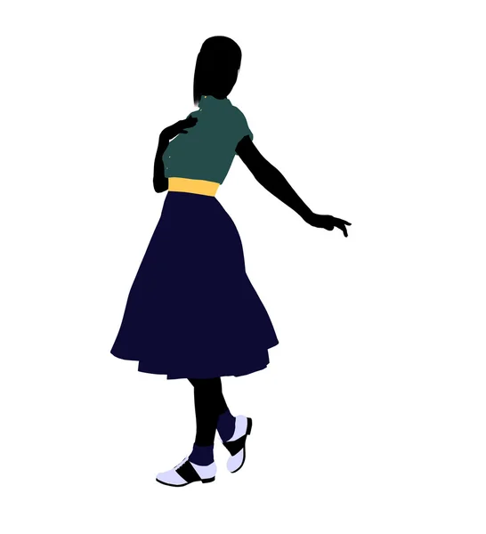 Dançarina dos anos 50 Ilustração Silhueta — Fotografia de Stock