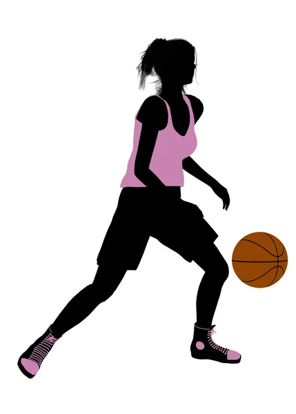 Silhouette de joueuse de basket-ball féminine — Photo