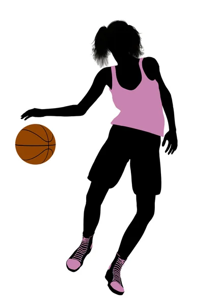 女子篮球球员图剪影 — 图库照片
