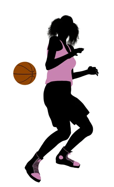 Kvinnliga basket spelaren illustration siluett — Stockfoto