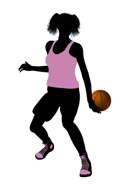 Silueta de ilustración de jugador de baloncesto femenino — Foto de Stock