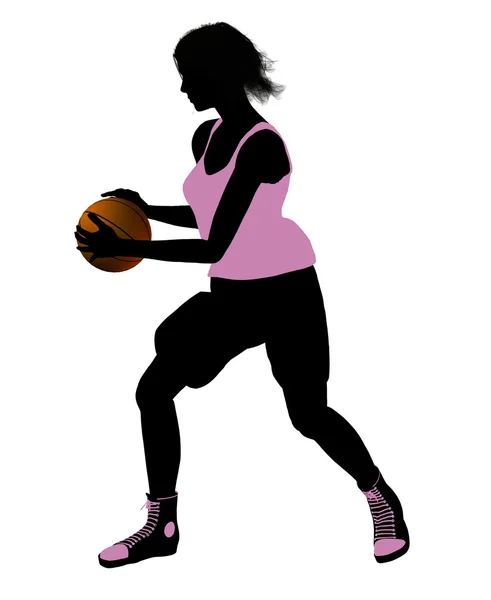 女子バスケット ボール選手の図のシルエット — ストック写真