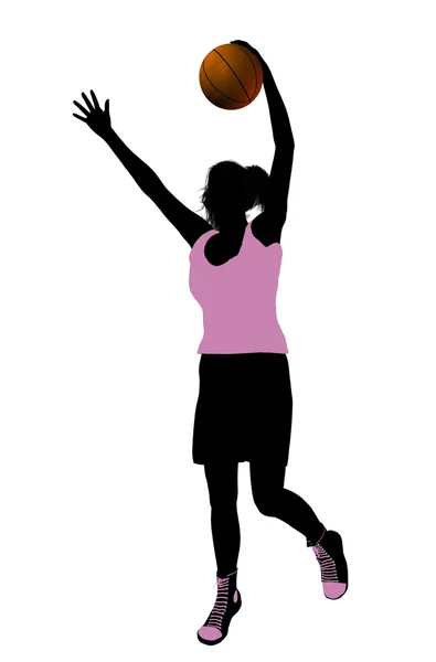 Kvinnliga basket spelaren illustration siluett — Stockfoto