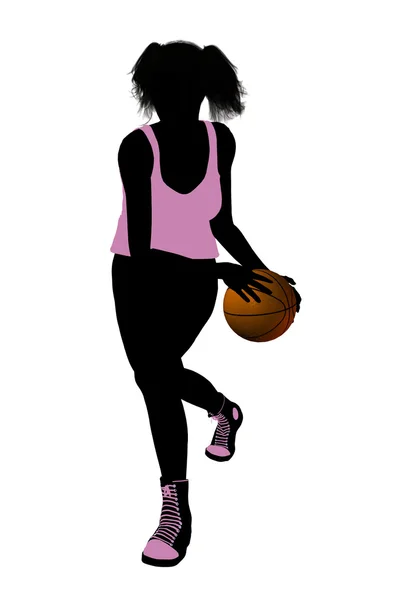 Jogadora de basquete feminino ilustração silhueta — Fotografia de Stock