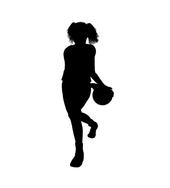 Vrouwelijke basketbal speler illustratie silhouet — Stockfoto