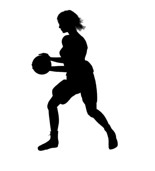 여성 농구 선수 그림 실루엣 — 스톡 사진
