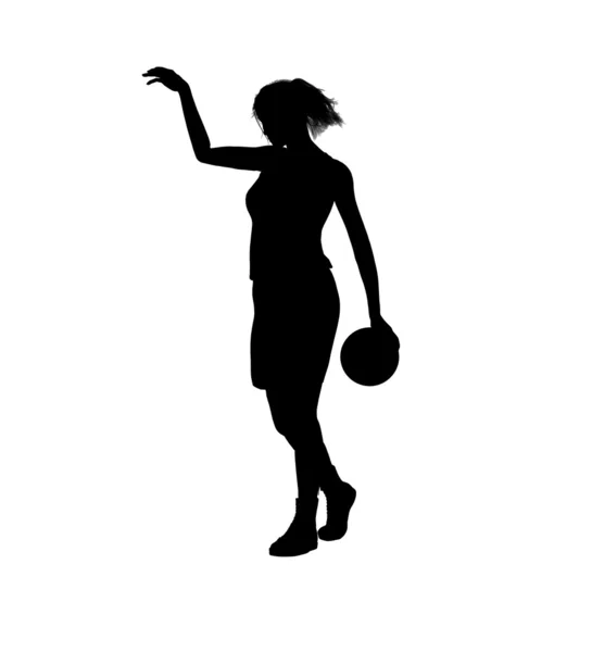 Иллюстрационный силуэт баскетболистки — стоковое фото